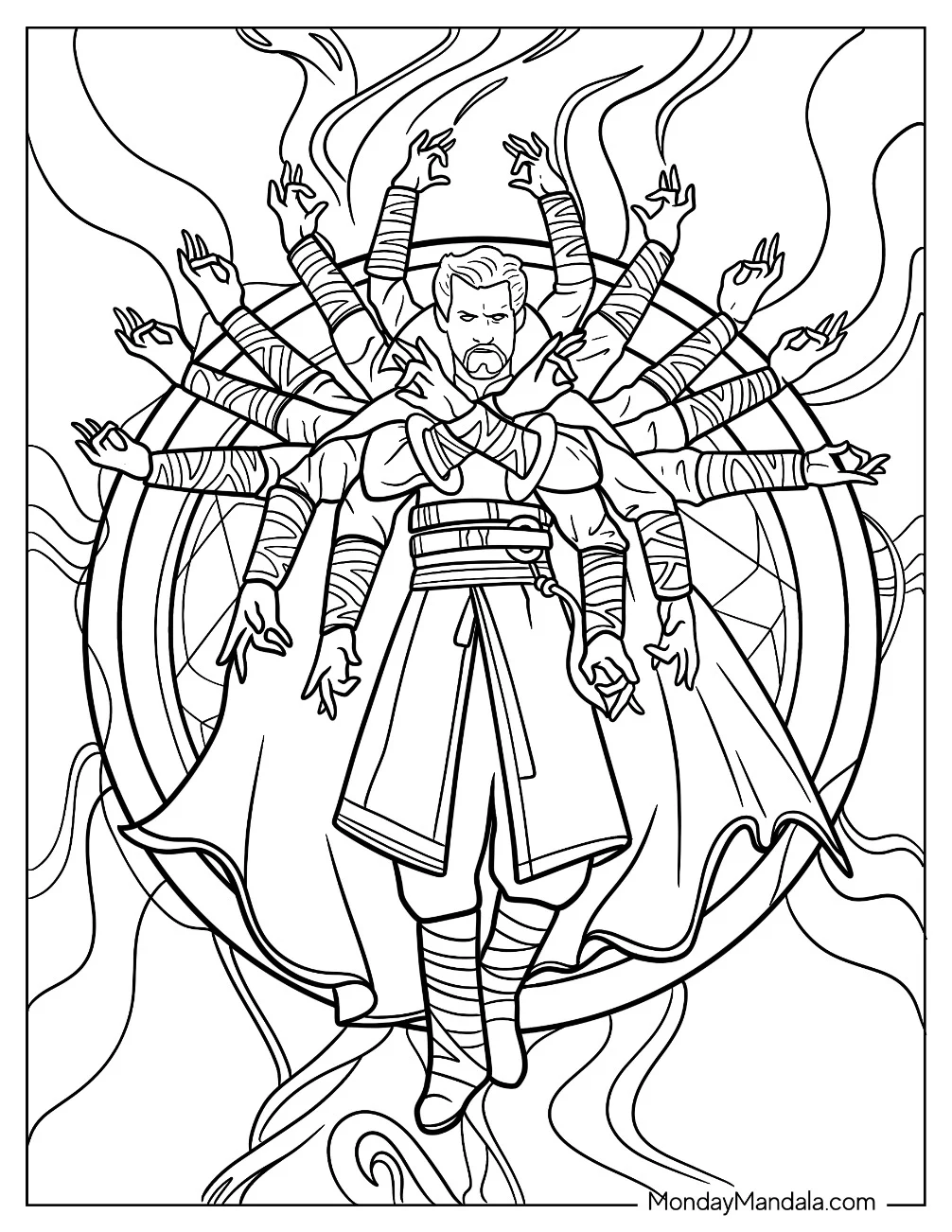 Doctor Strange Coloring Page Using Mystic Arts coloring page