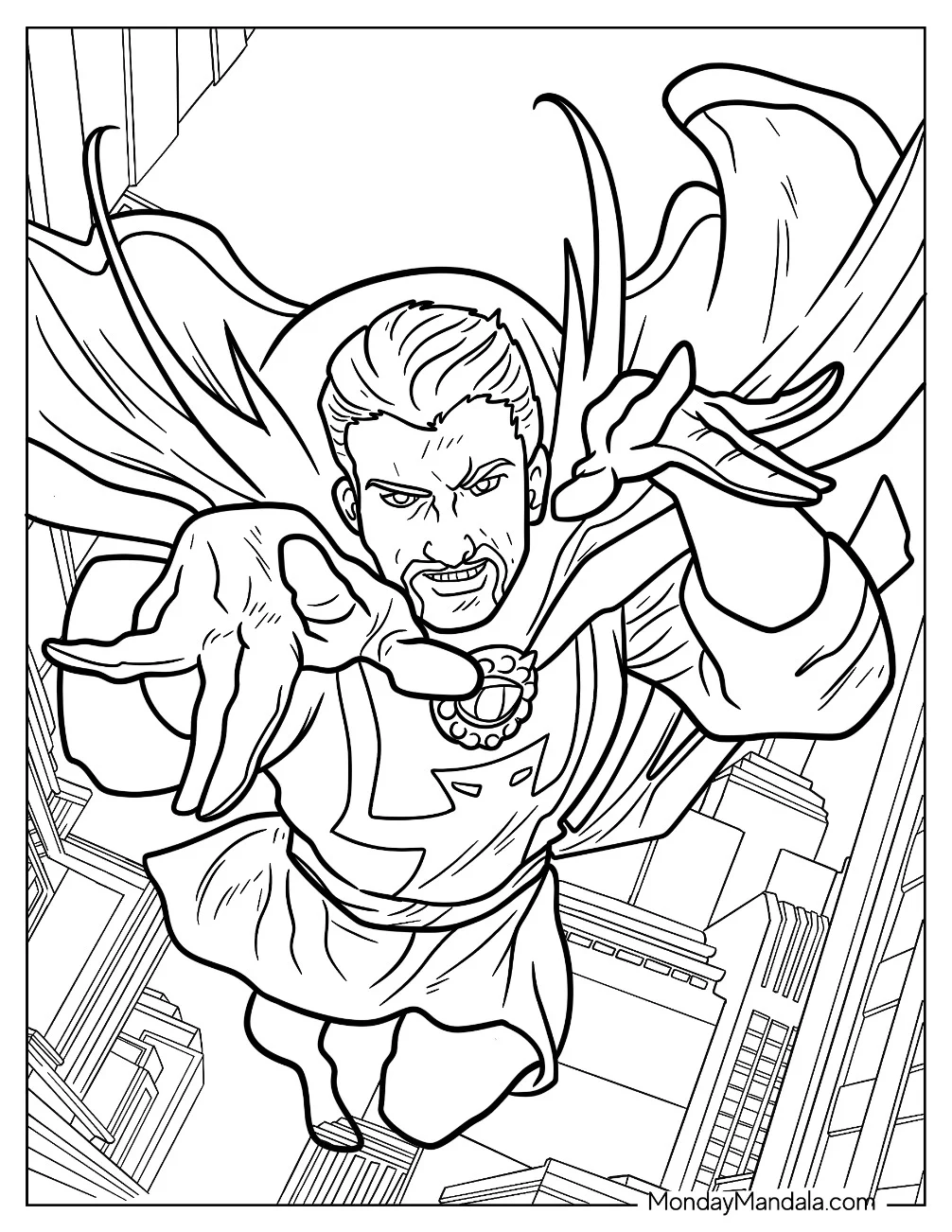 Marvel Comics Doctor Strange Coloring Page In The Air coloring page