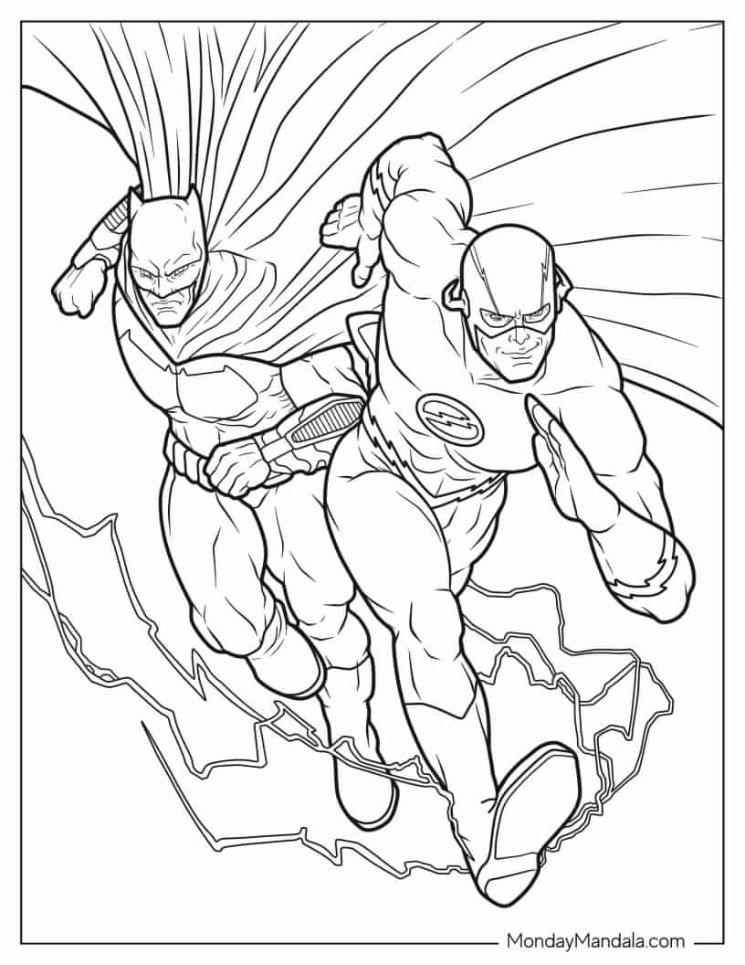 Coloring Sheet Of The Flash And Batman coloring page
