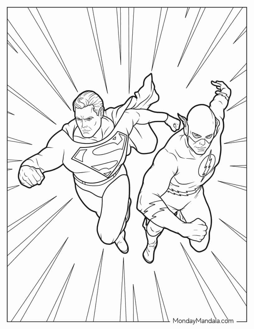 Superman And The Flash To Color coloring page