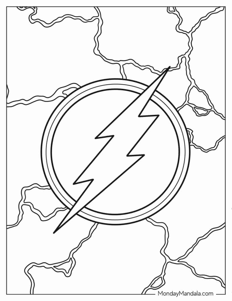 The Flash Logo To Color coloring page — printable line art