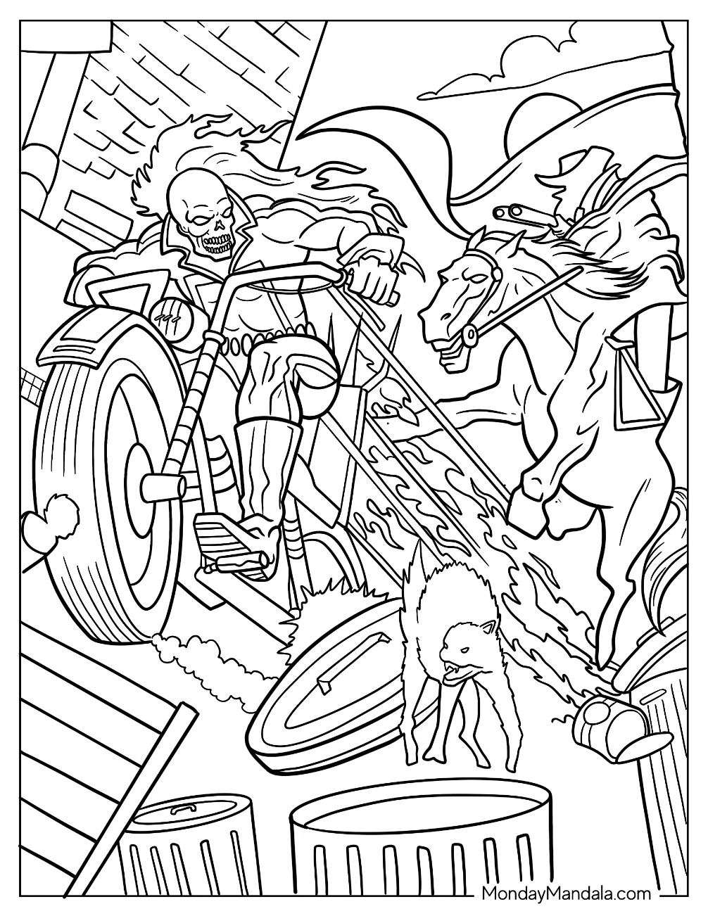 Carter Slade Chasing Ghost Rider Coloring Page coloring page — printable line art