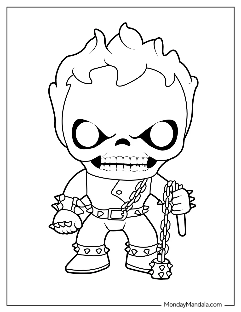 Scary Chibi Ghost Rider Coloring Sheet For Preschoolers coloring page