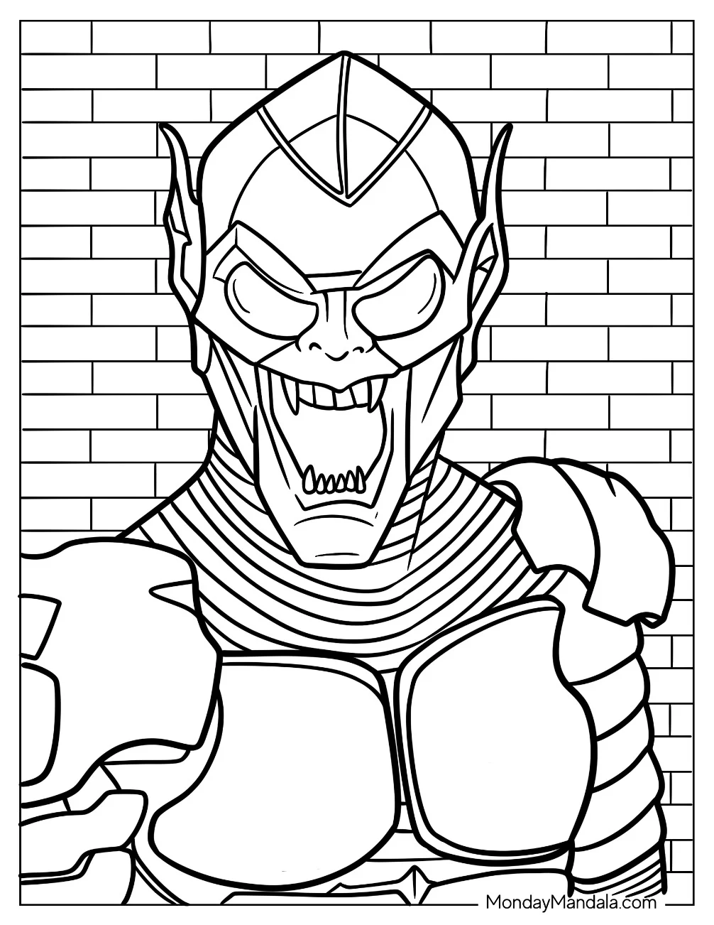 Easy Green Goblin Coloring Page For Preschoolers coloring page