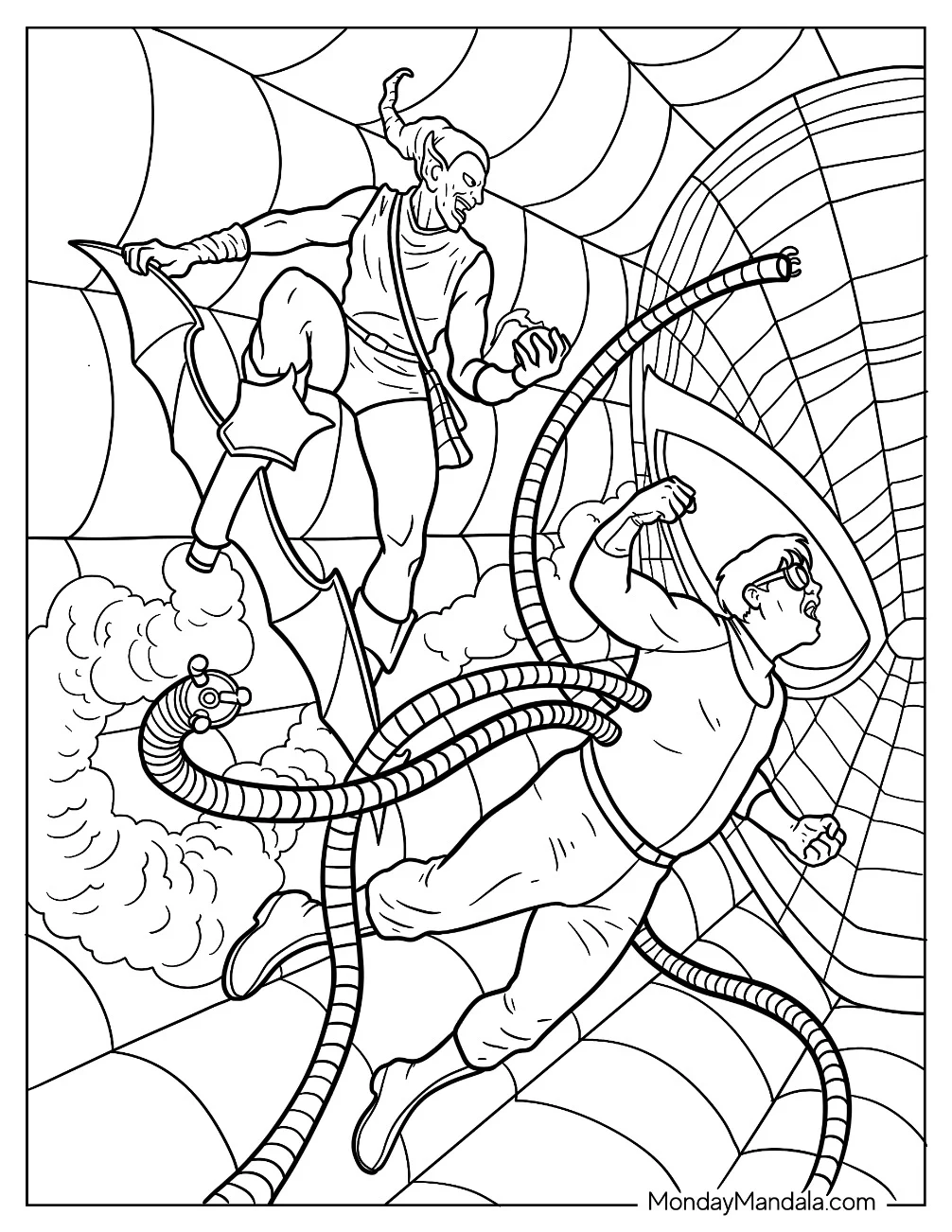 Green Goblin Coloring Page Beating Doctor Octopus coloring page