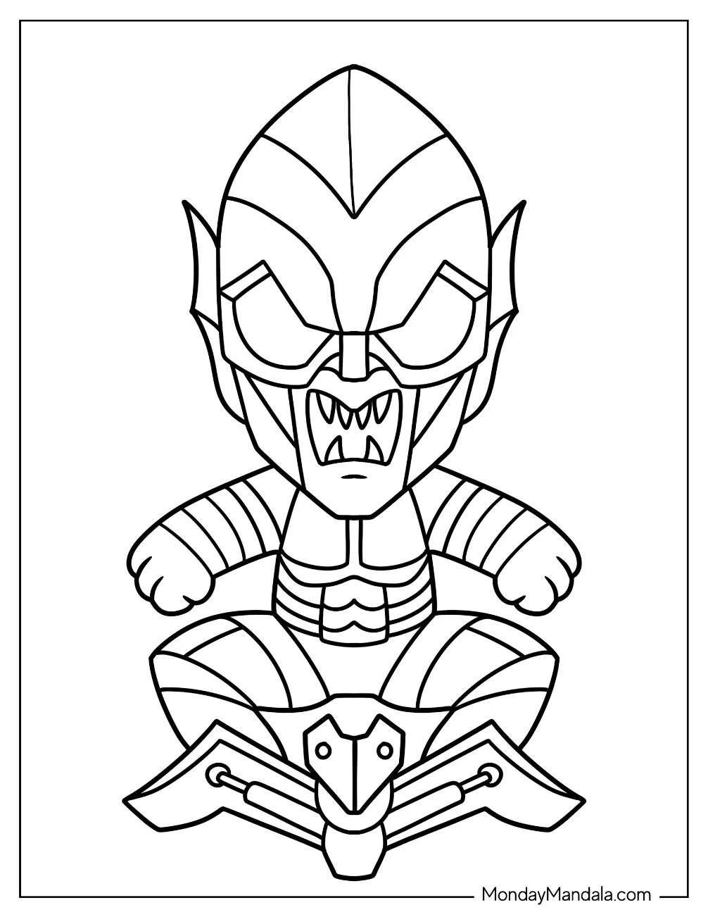 Kawaii Green Goblin Coloring Page For Preschoolers coloring page