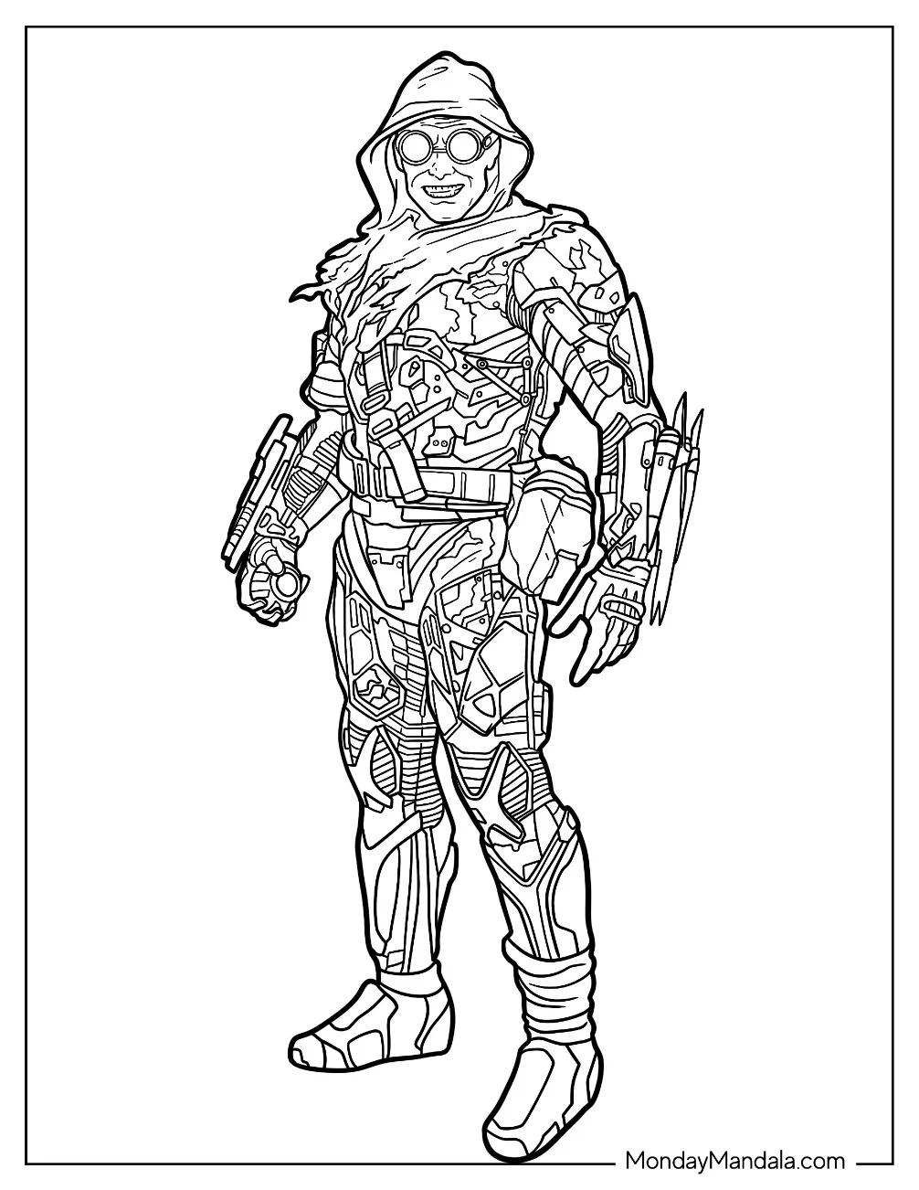 Realistic Norman Osborn In Green Goblin Coloring Page Costume coloring page