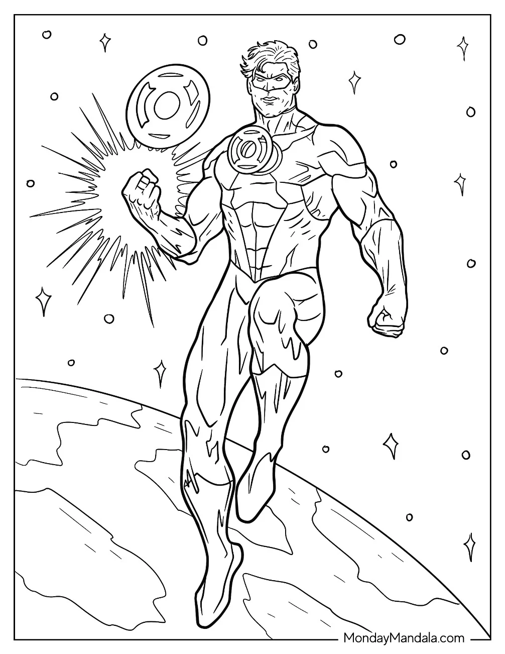 Green Lantern Coloring Page Outside Of Earth coloring page