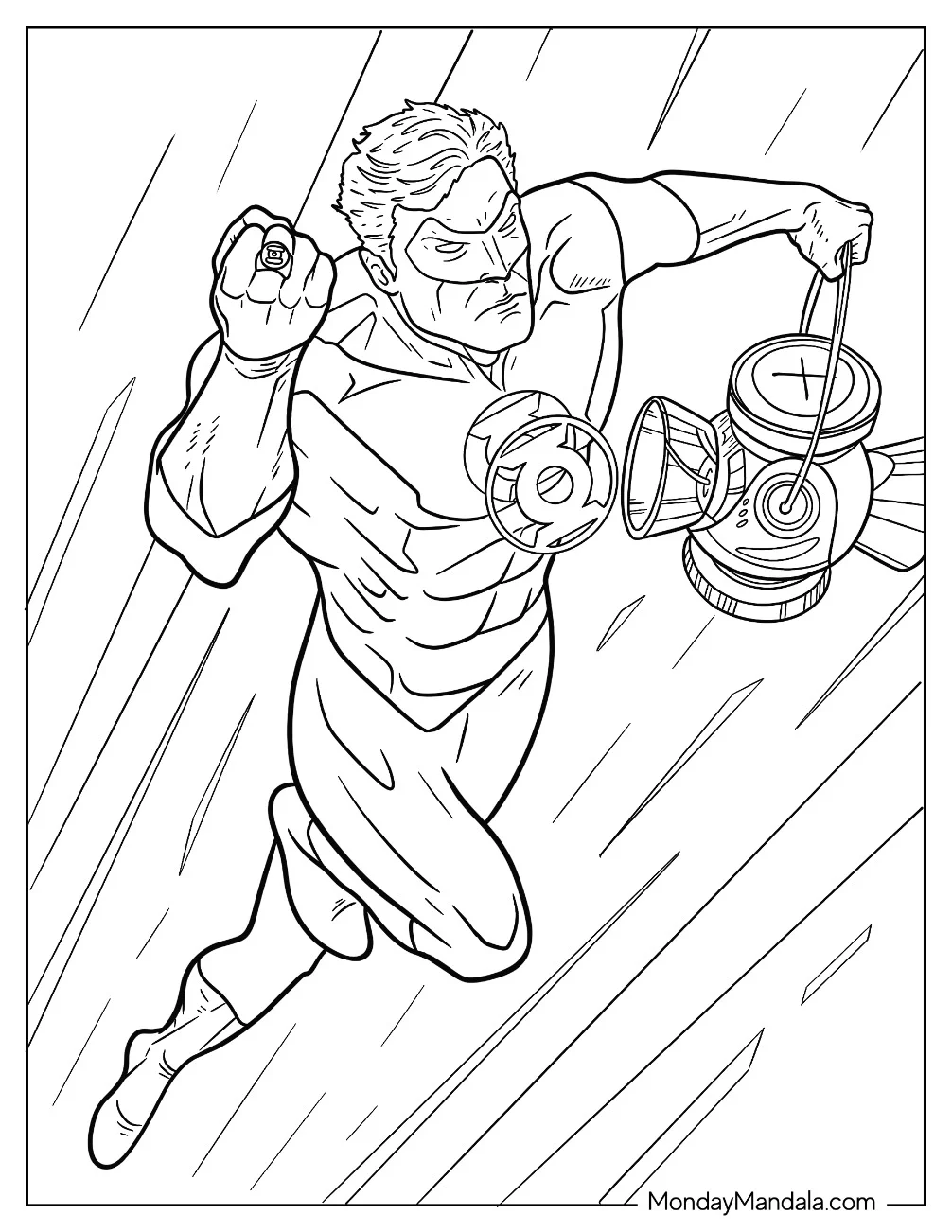 Green Lantern Coloring Page Recharging Ring For Kids coloring page