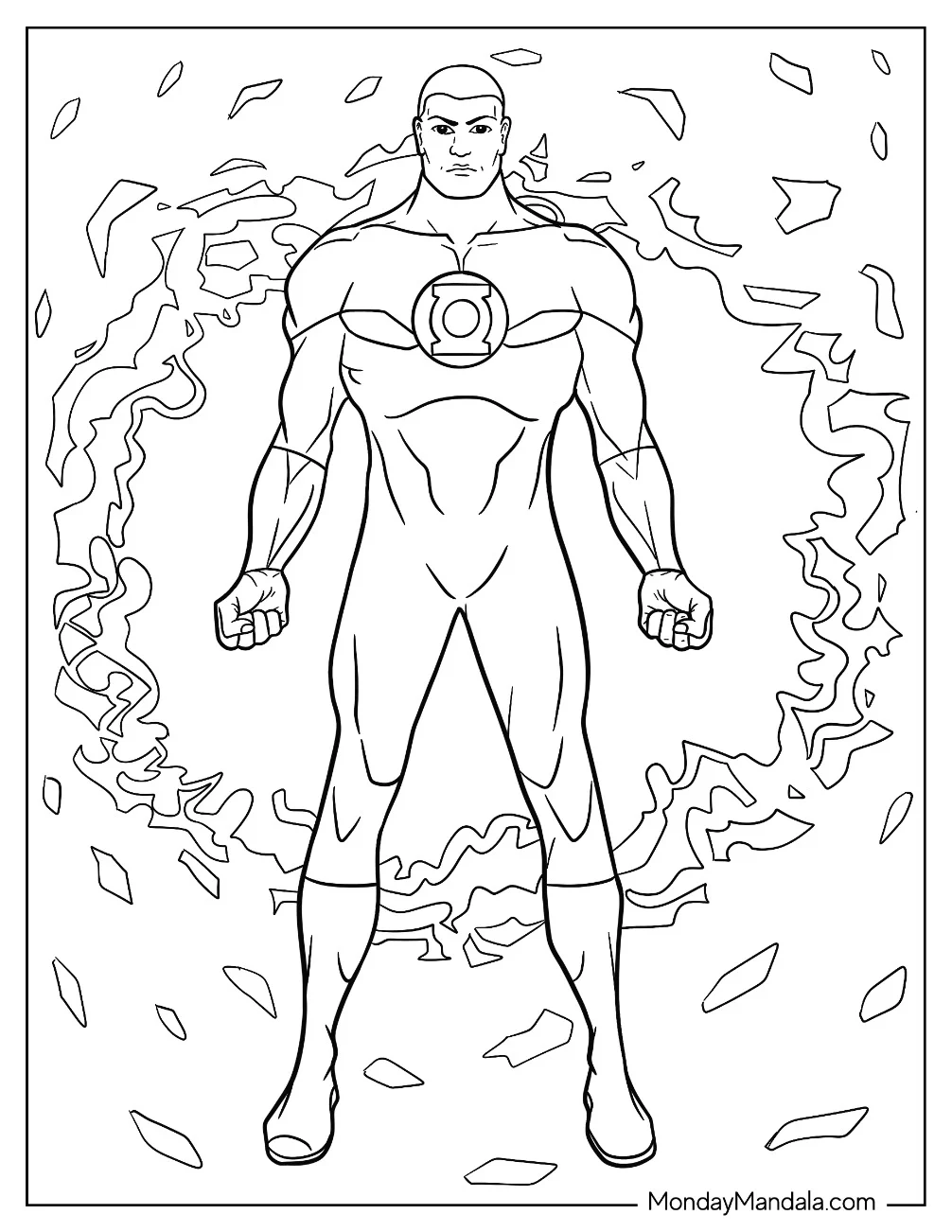 John Stewart Green Lantern Coloring Page Floating coloring page
