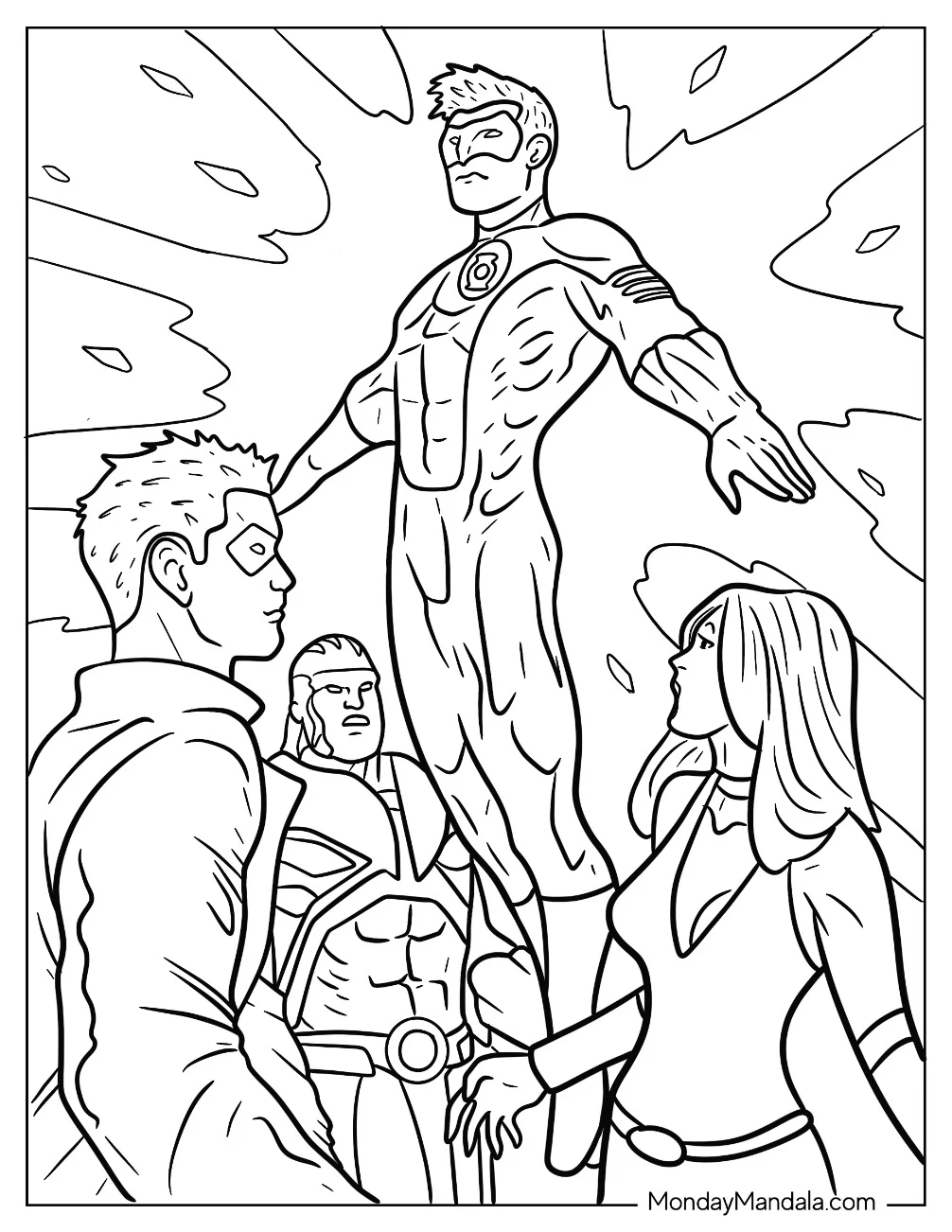 Kyle Rayner Green Lantern Coloring Page Levitating coloring page