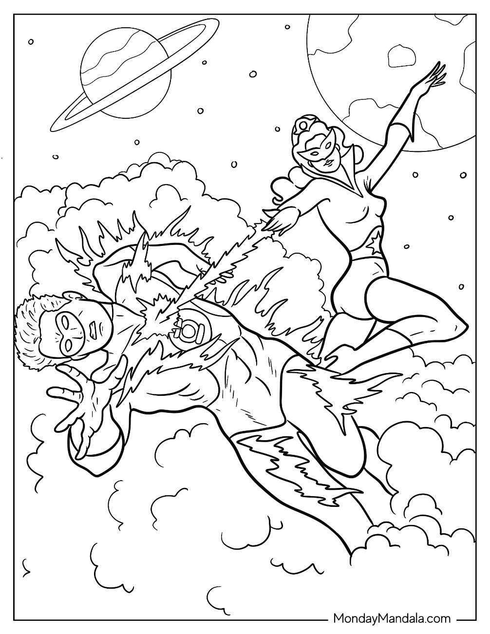 Star Sapphire Vs Green Lantern Coloring Page coloring page