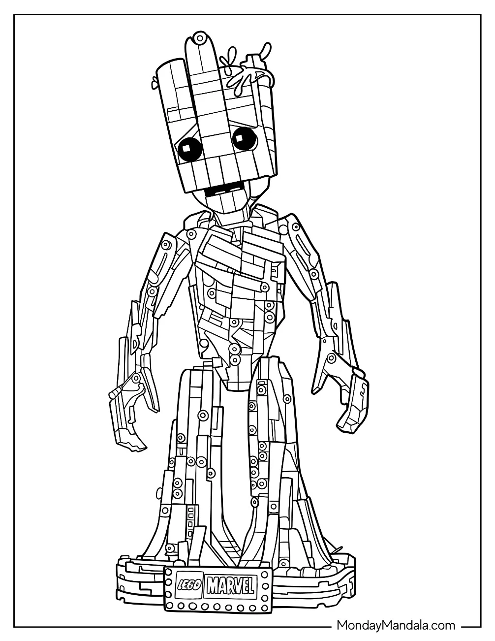 Groot Coloring Page Marvel Figurine Coloring Page coloring page — printable line art