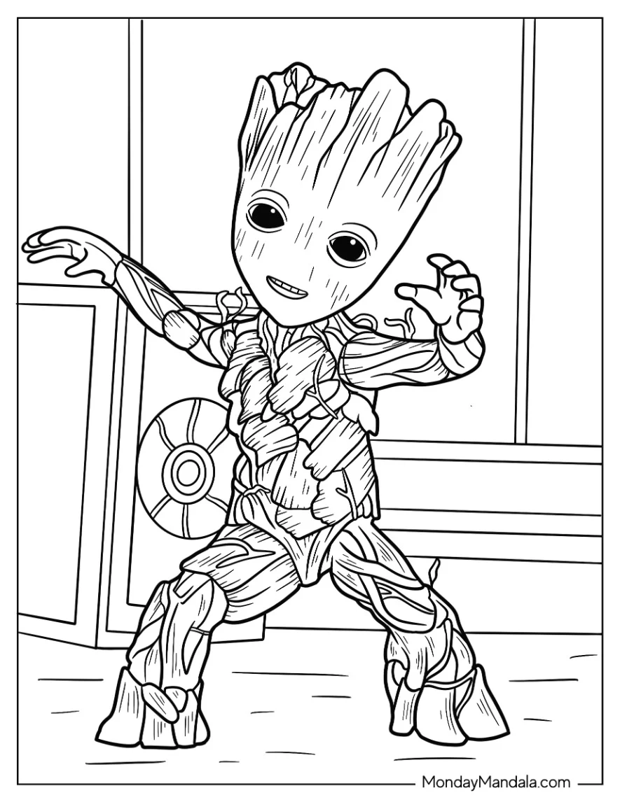 Teenage Groot Coloring Page Dancing coloring page