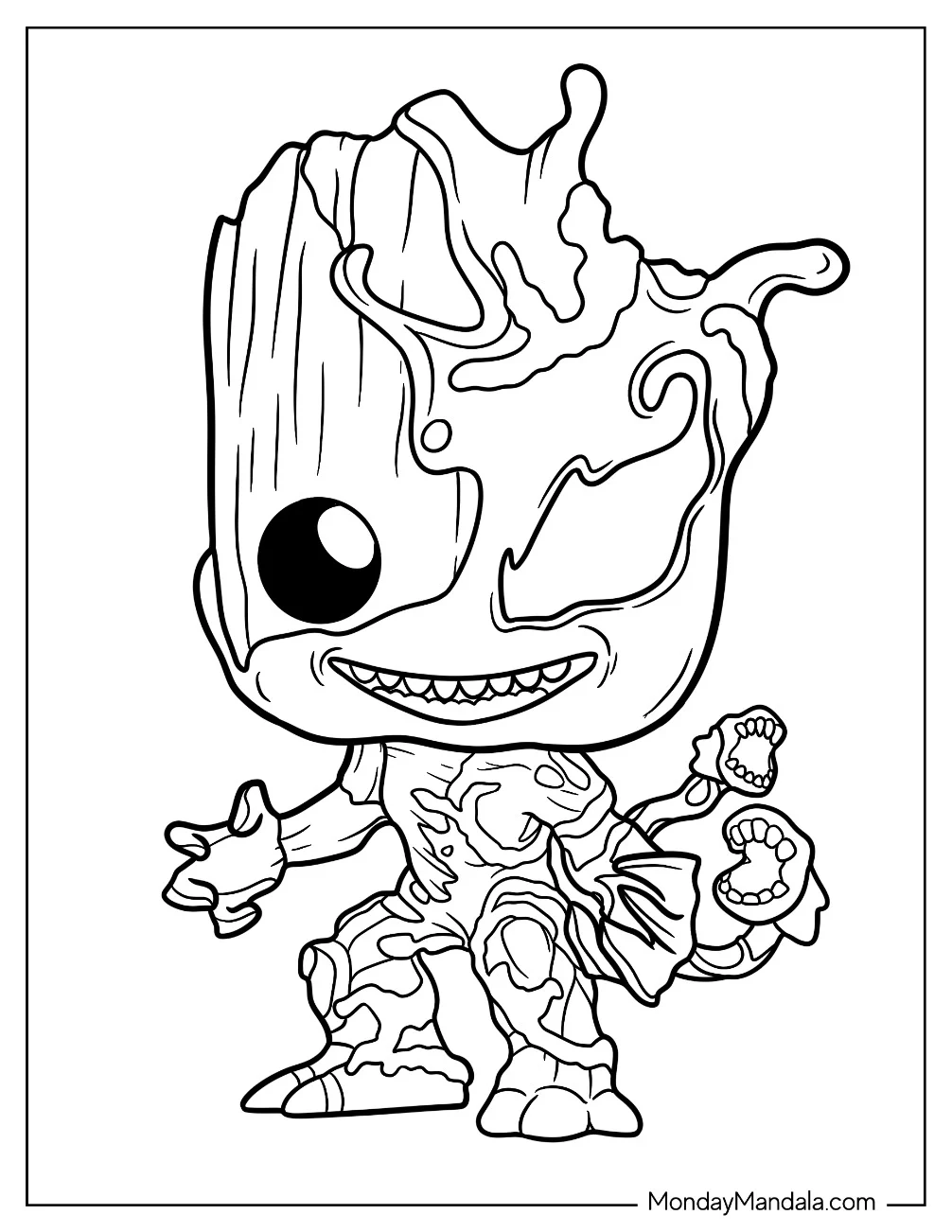 Venom Groot Coloring Page For Kids coloring page