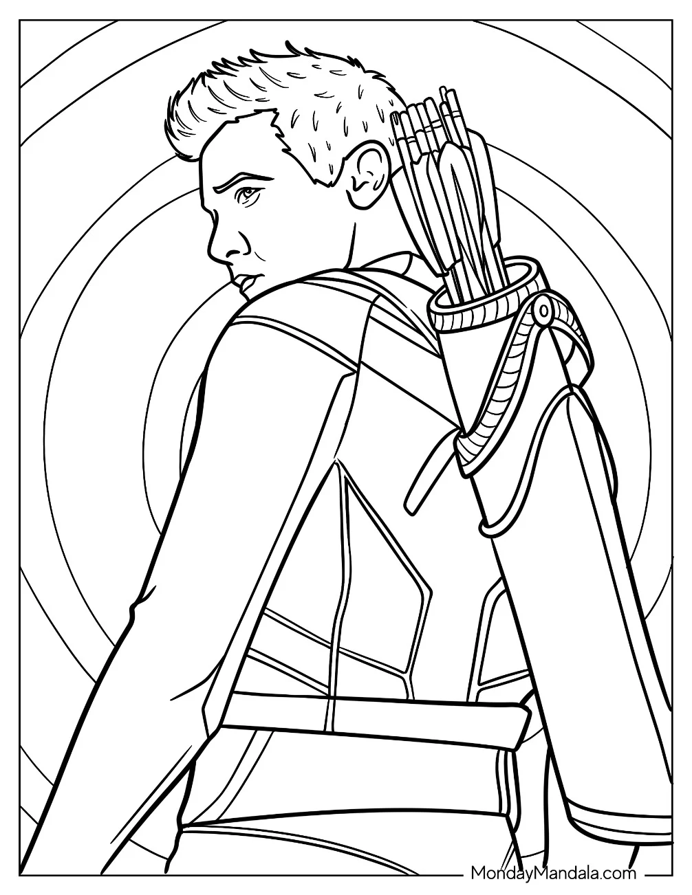 Hawkeye Coloring Page Of Jeremy Renner As Clint Barton coloring page