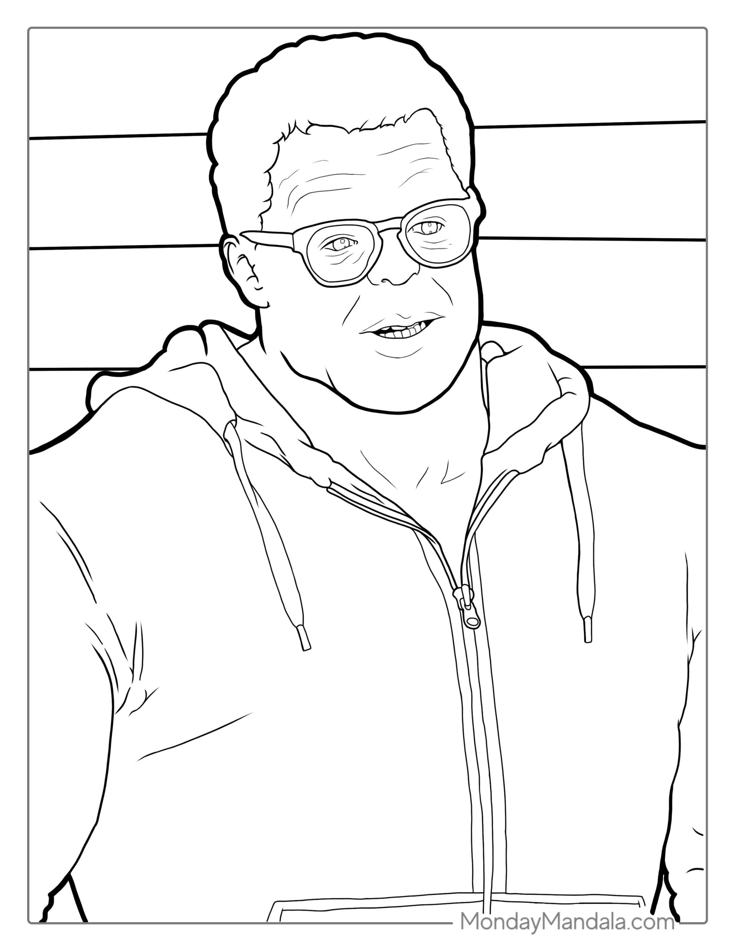 Brace Banner Hulk Wearing Glasses coloring page — printable line art