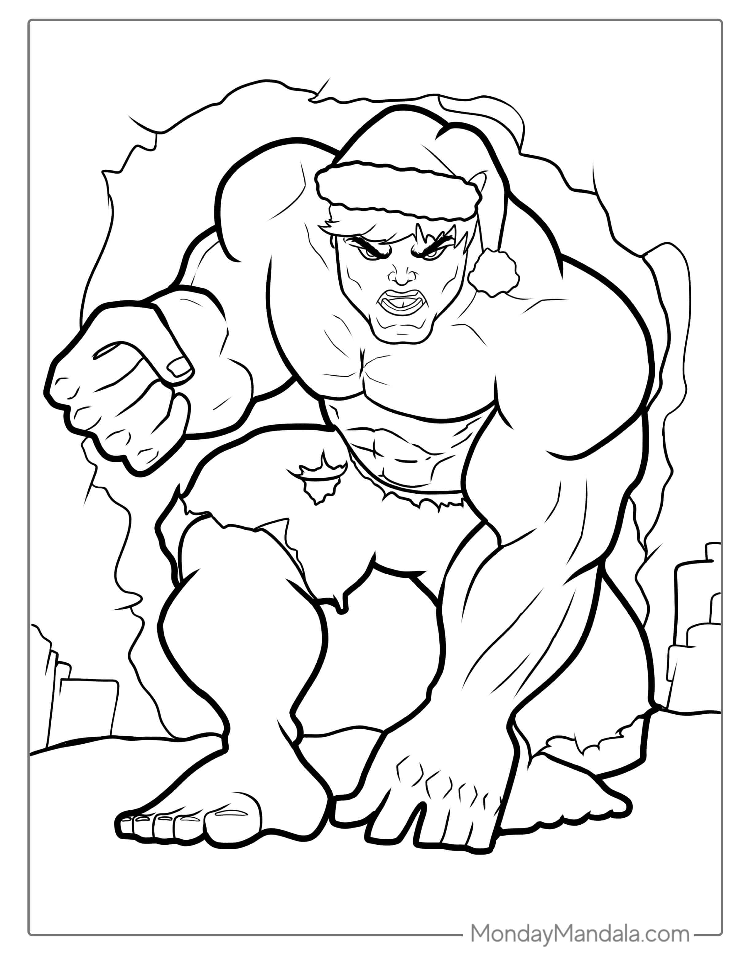 Christmas Inspired Hulk Coloring Page coloring page