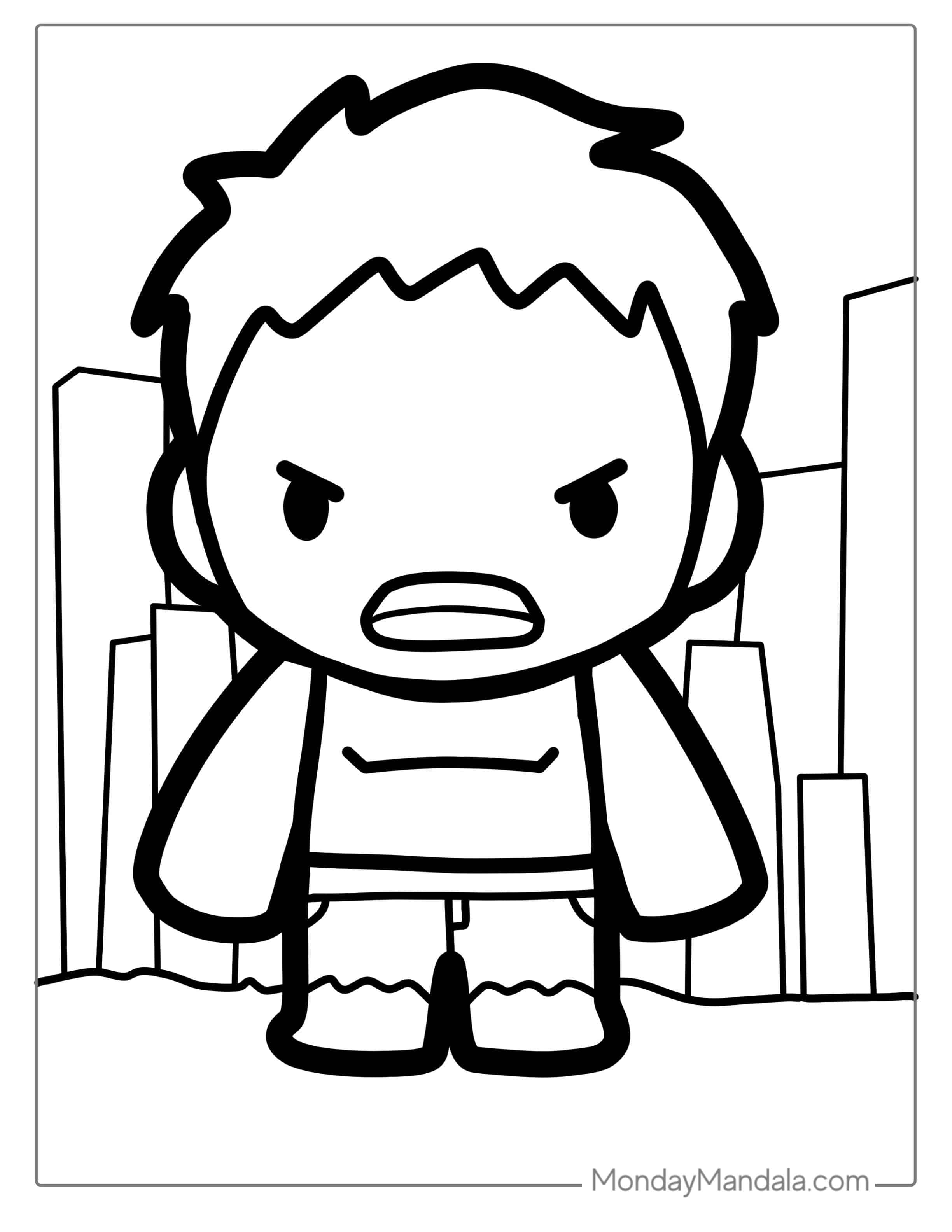 Easy Hulk Coloring Page For Kids coloring page — printable line art