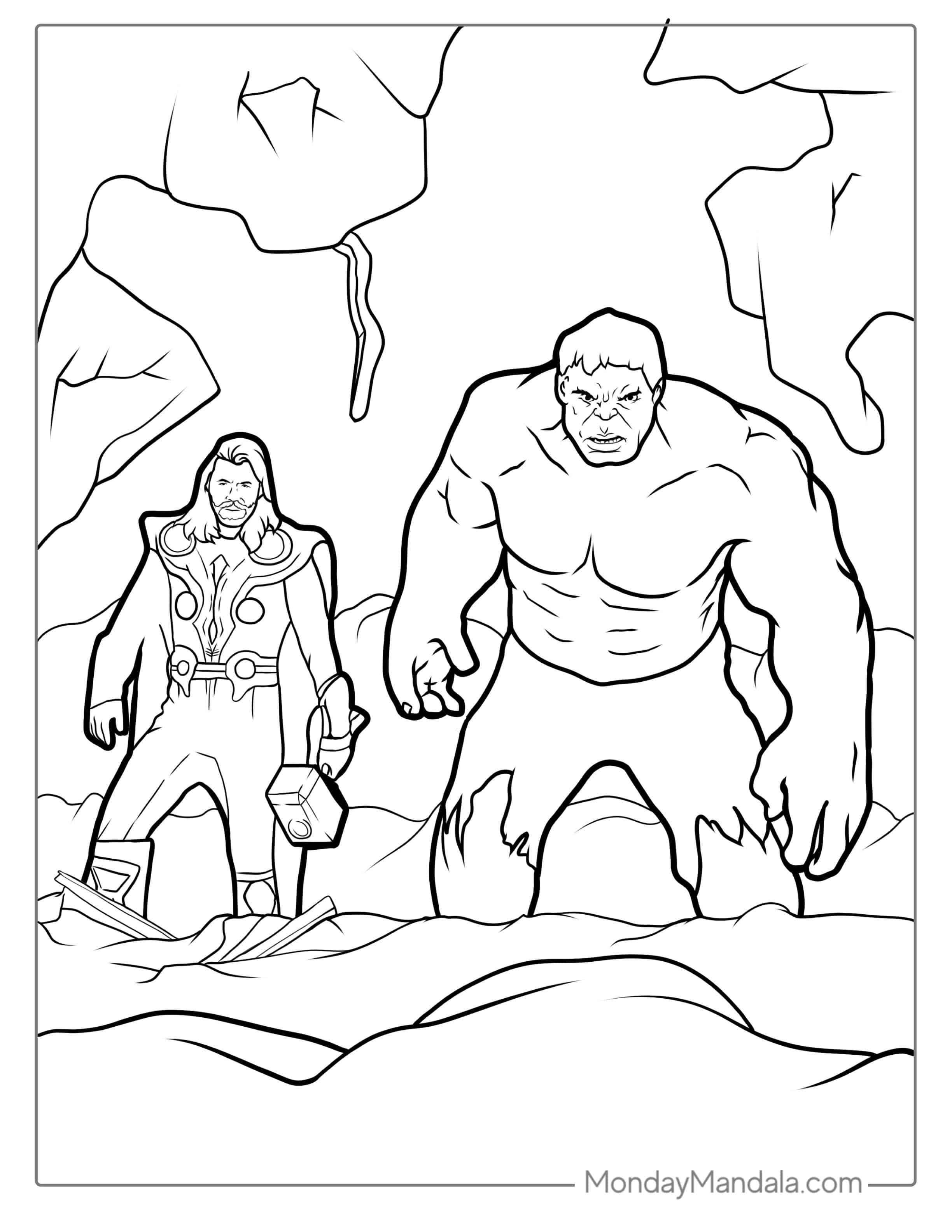 Hulk And Thor Coloring Page coloring page — printable line art