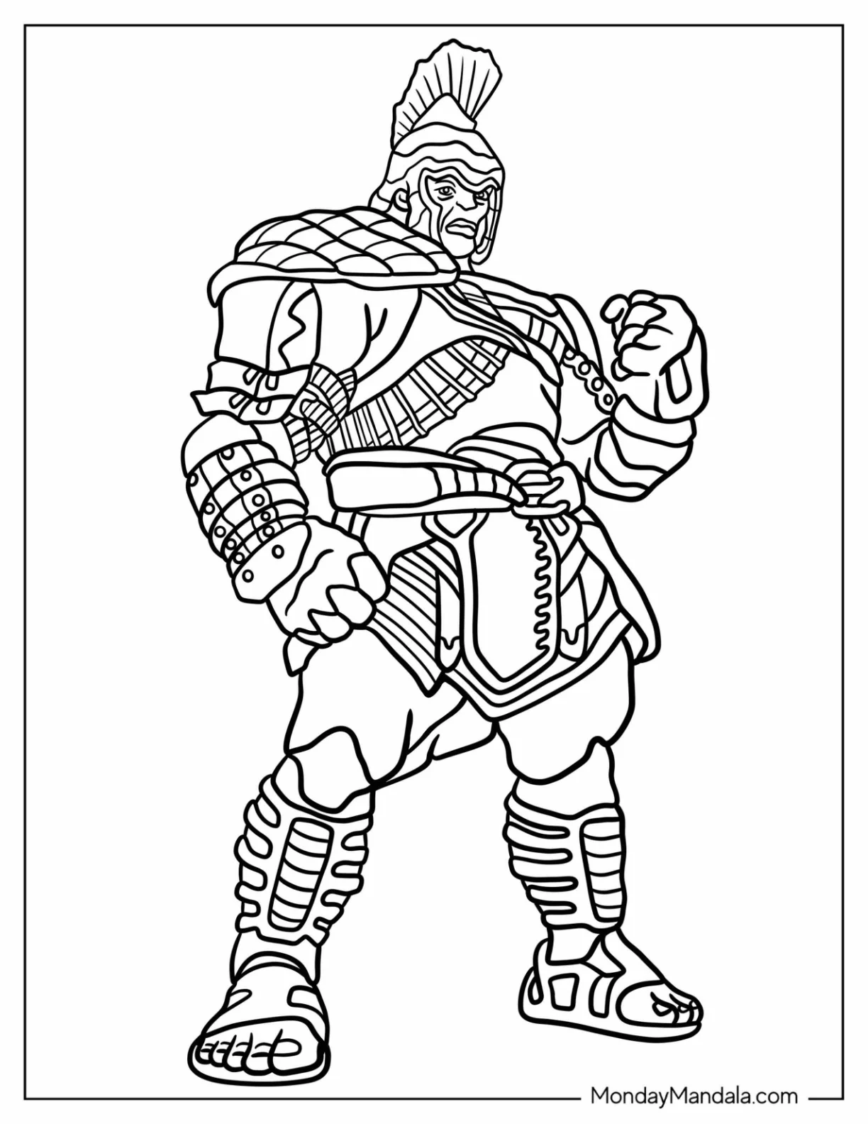 Hulk Coloring Page In Gladiator Armor coloring page — printable line art