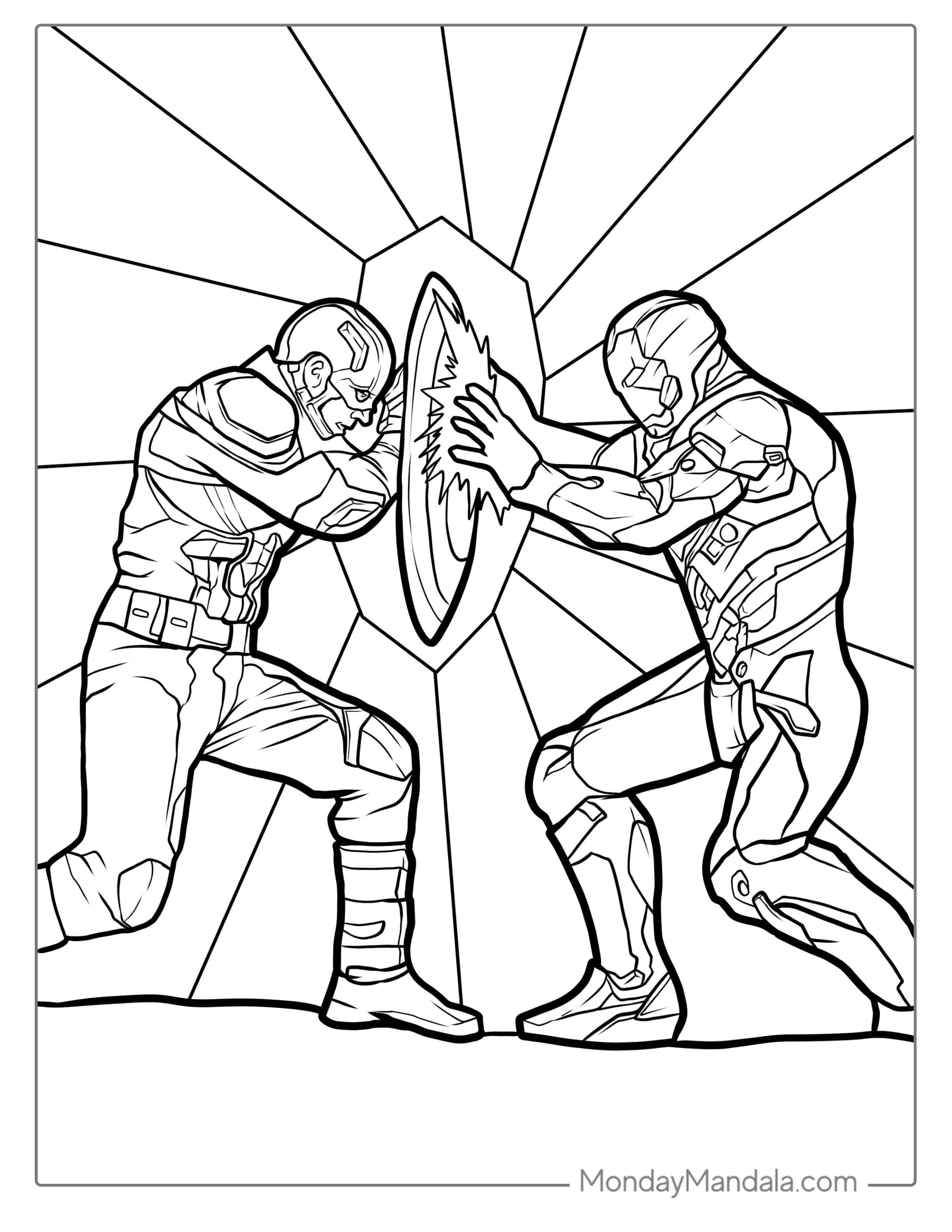 Captain America Vs Iron Man Coloring Sheet coloring page