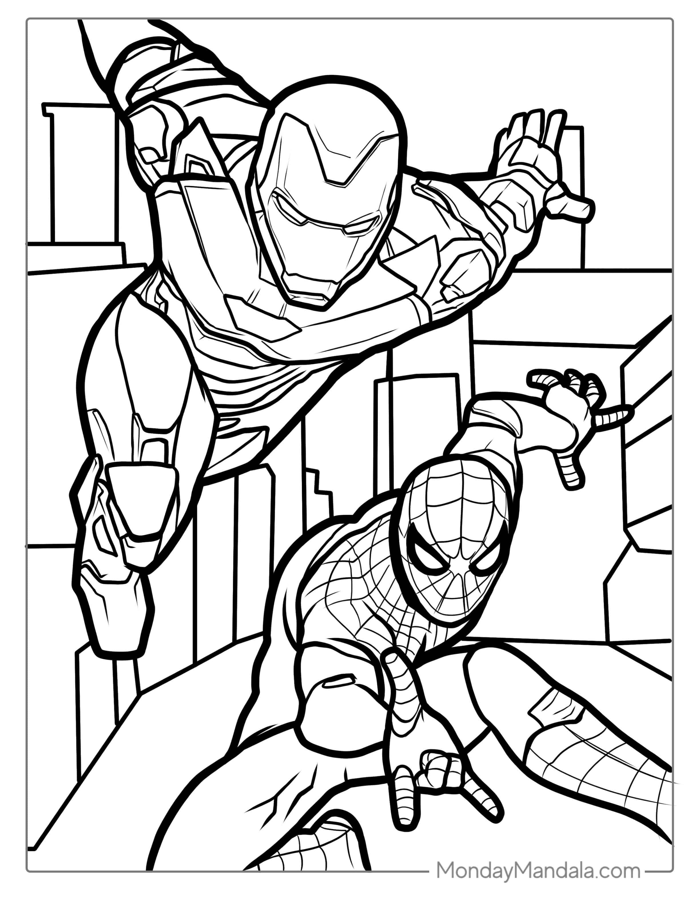 Iron Man And Spider Man Coloring Page coloring page
