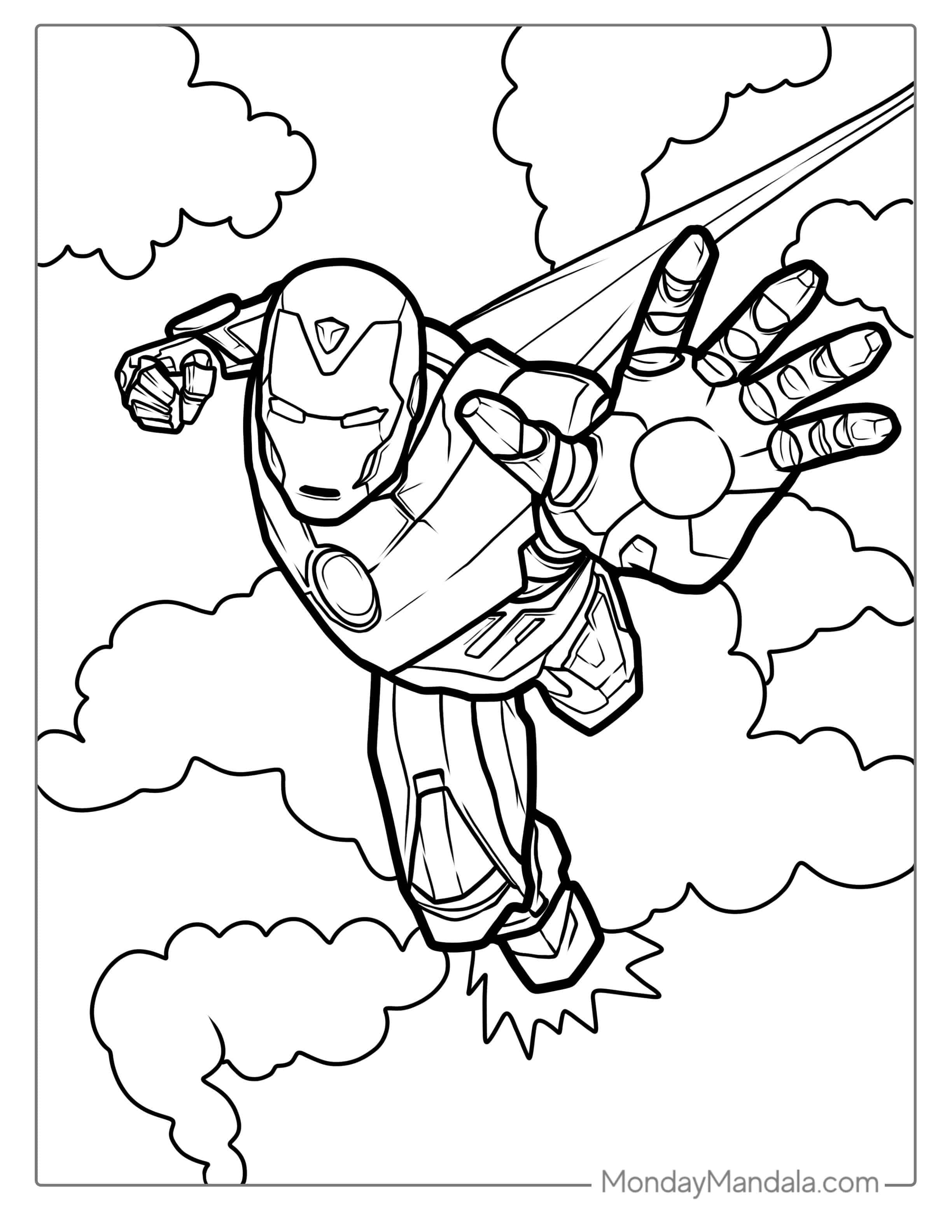 Iron Man Flying Coloring Picture coloring page