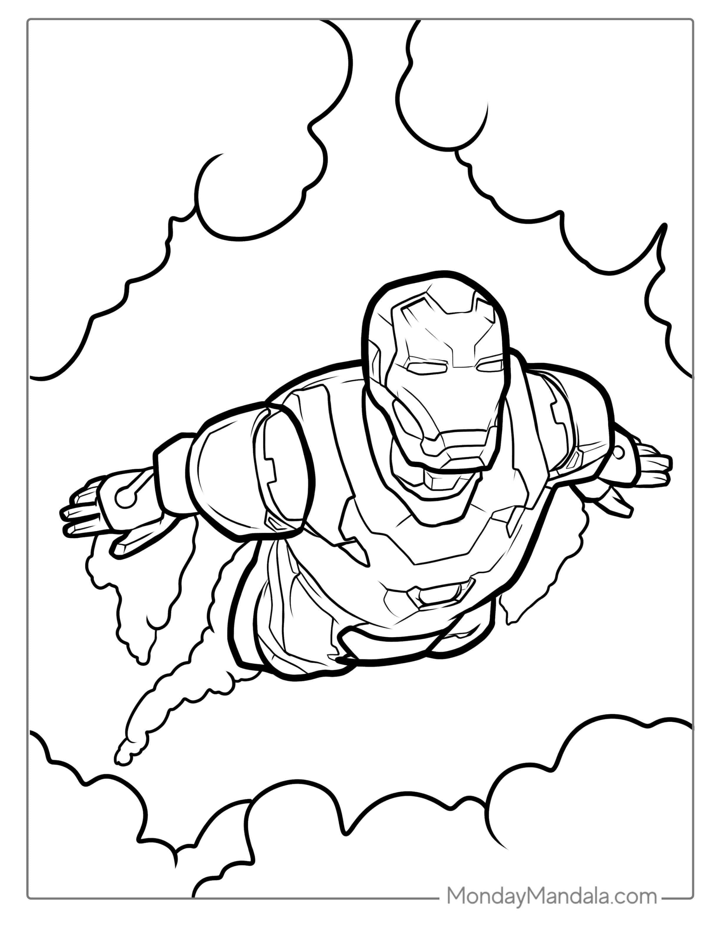 Iron Man Flying In Sky coloring page