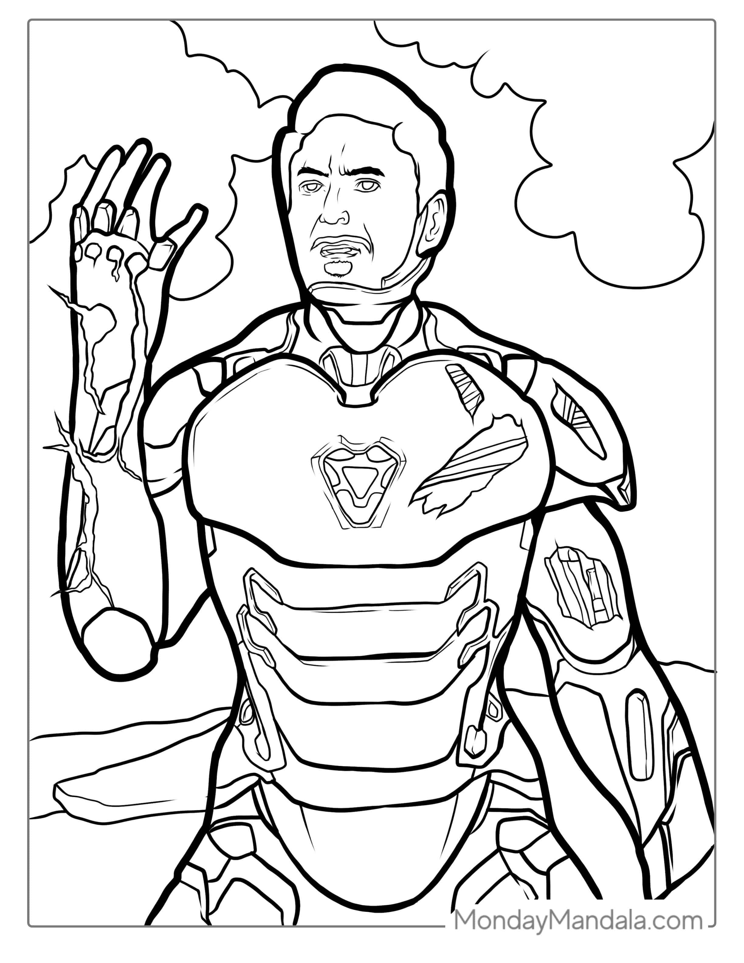 Tony Stark With Infinity Stones coloring page