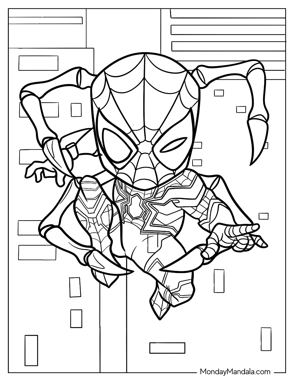Angry Chibi Iron Spider Coloring Page For Kids coloring page