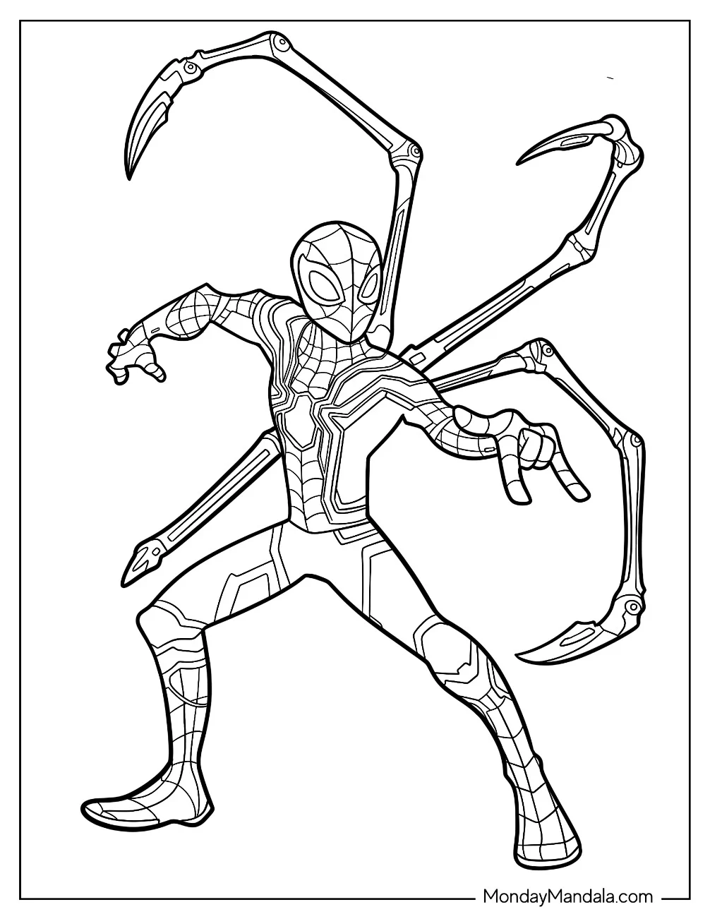 Easy Iron Spider Coloring Page Summoning Web For Kids coloring page