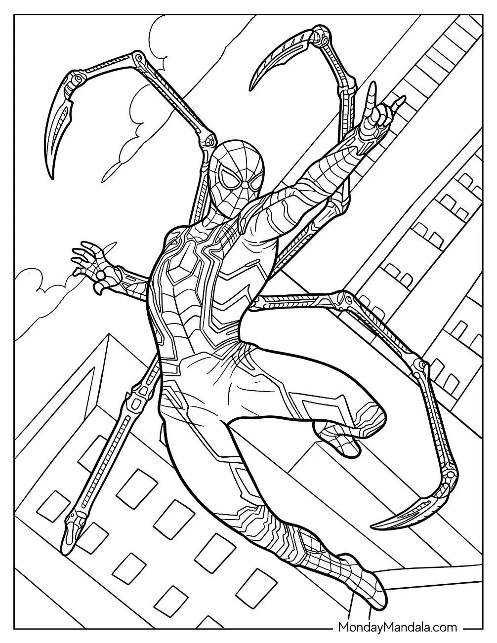 Iron Spider Coloring Page In Mid Air coloring page