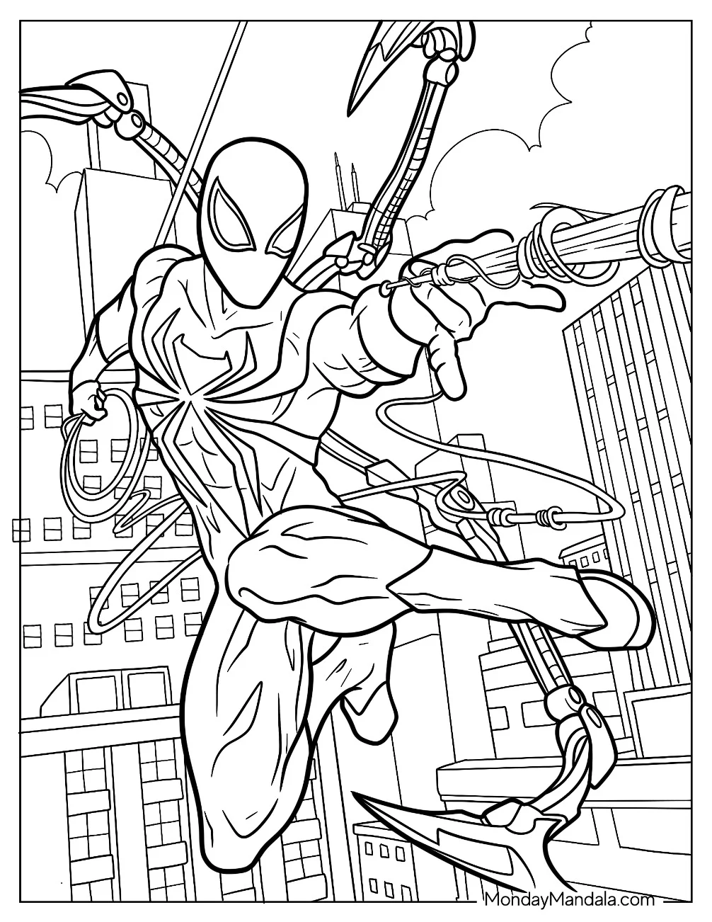 Iron Spider Coloring Page Man Shooting Webs coloring page