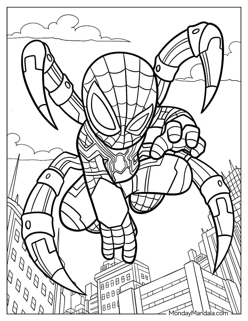 Kawaii Iron Spider-Man Coloring Page For Preschoolers coloring page