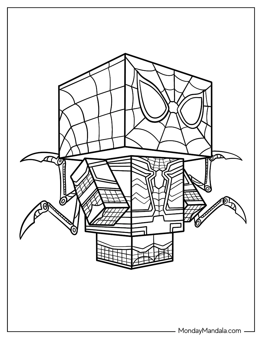 Lego Brickheadz Iron Spider-Man Coloring Page With Pincers coloring page