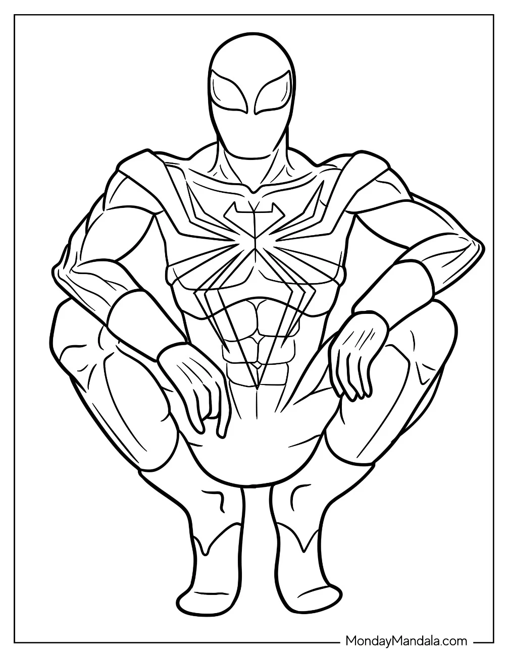 Simple Iron Spider Coloring Page Outline For Kids coloring page