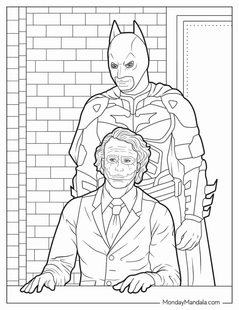 Batman Interrogating The Joker Coloring Sheet coloring page