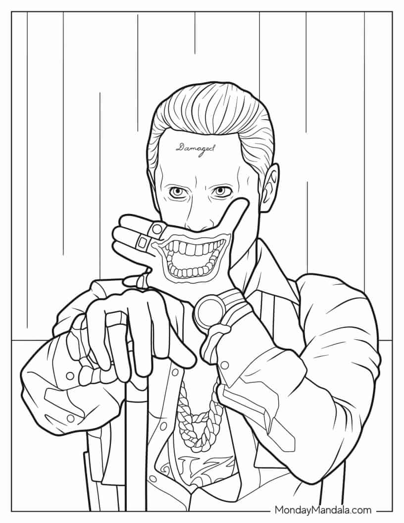 Crazy Joker Mocking Someone Coloring Page coloring page — printable line art