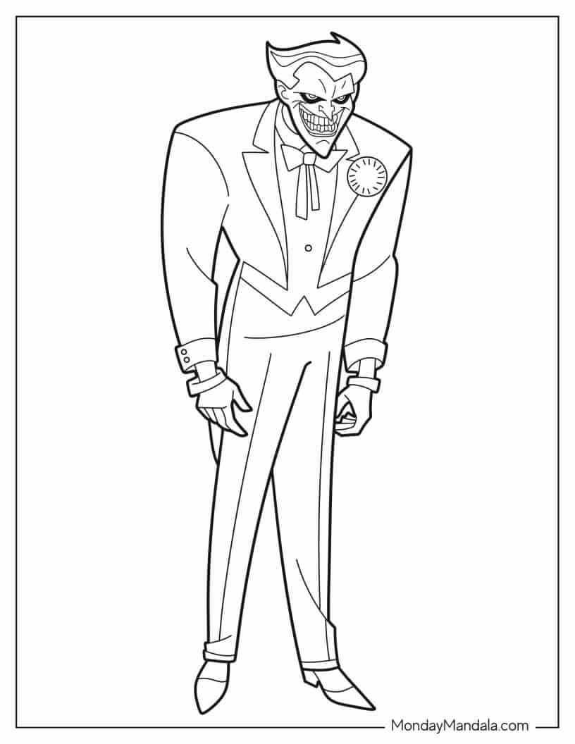 Easy Coloring Sheet Of Scary Joker coloring page