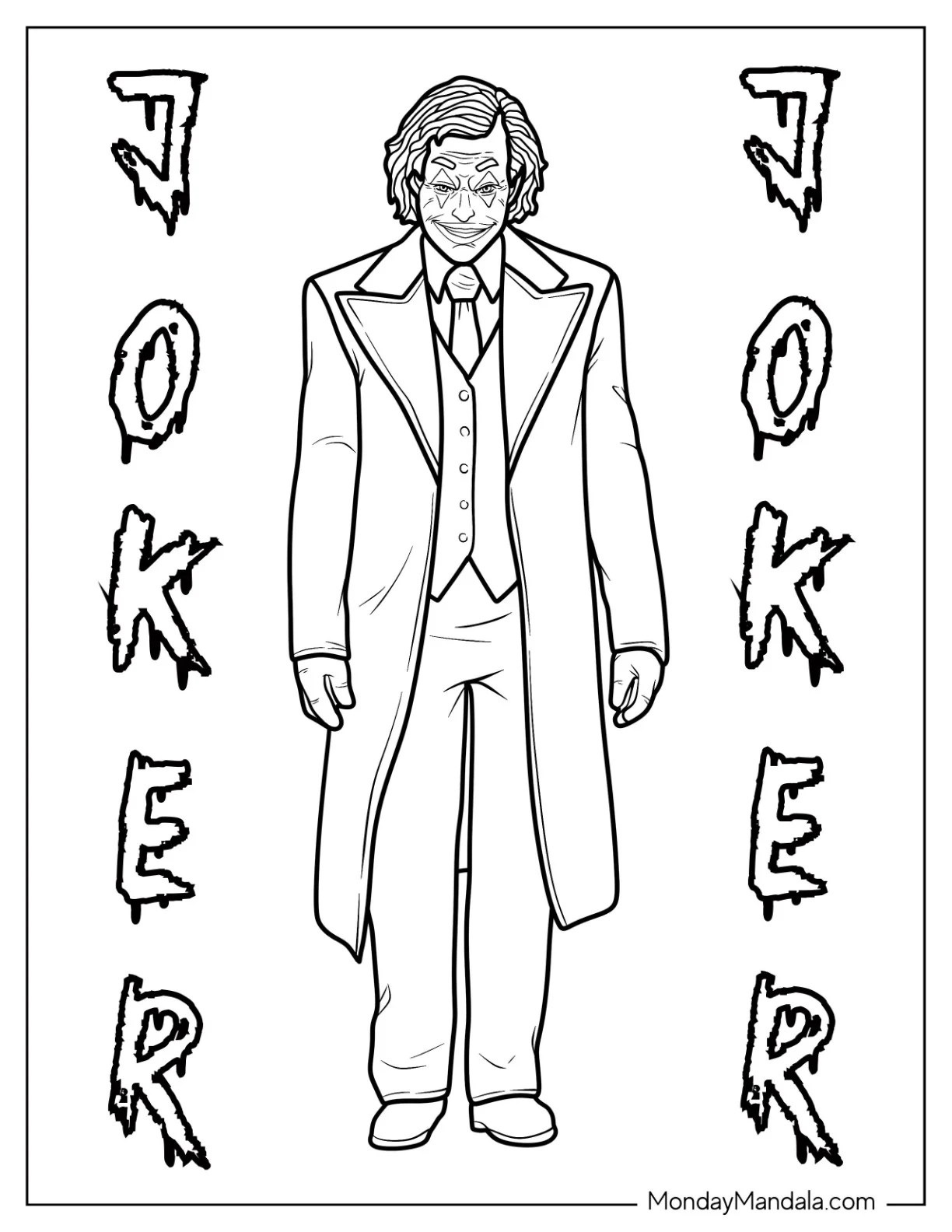 Heath Ledger As Joker Coloring Page With Scary Smile coloring page