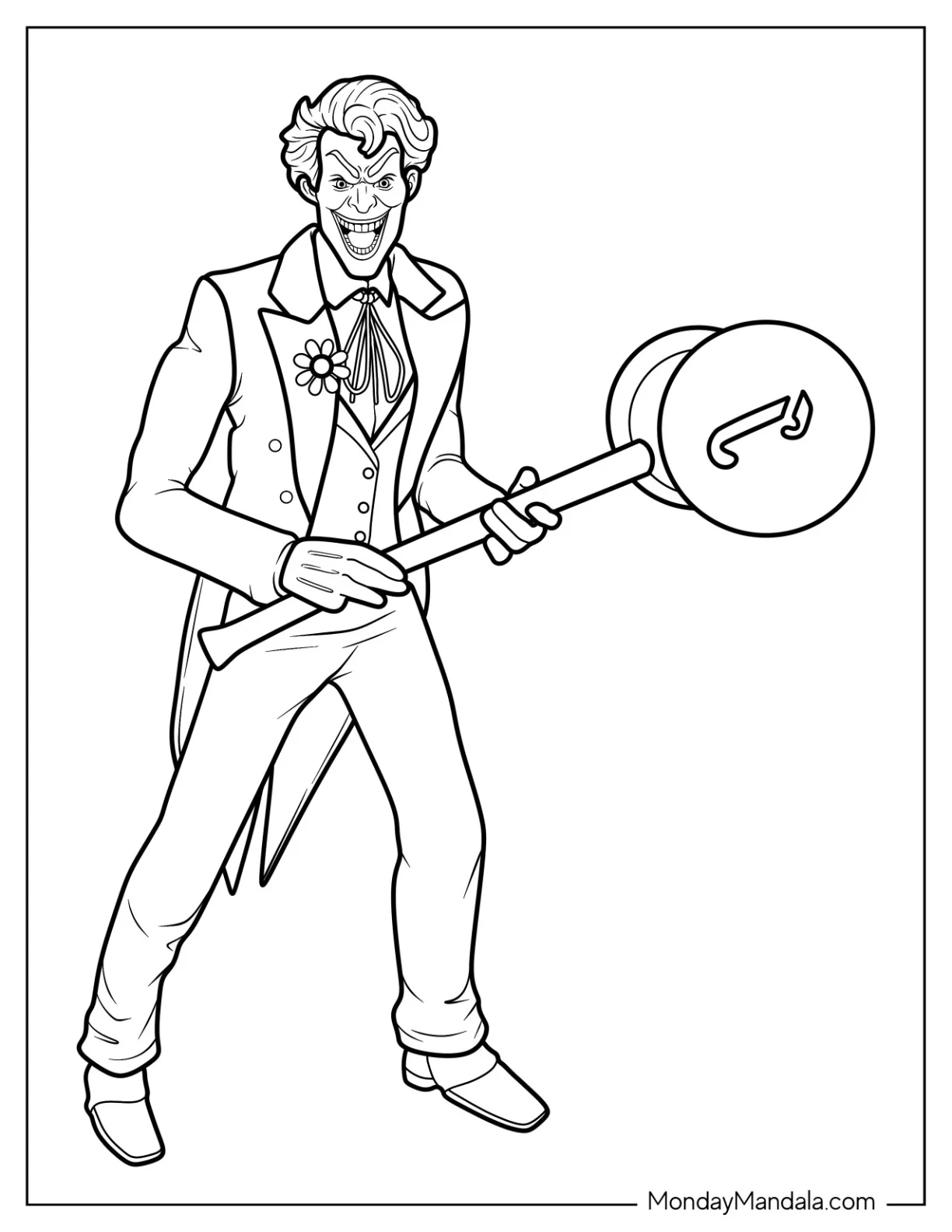 Joker Coloring Page Holding His Iconic Mallet coloring page