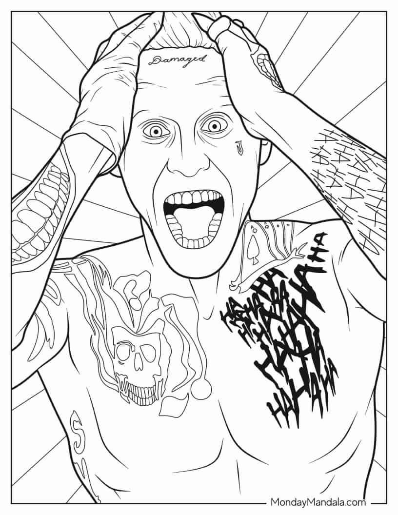 Realistic Coloring Page Of Jared Leto_s Joker coloring page