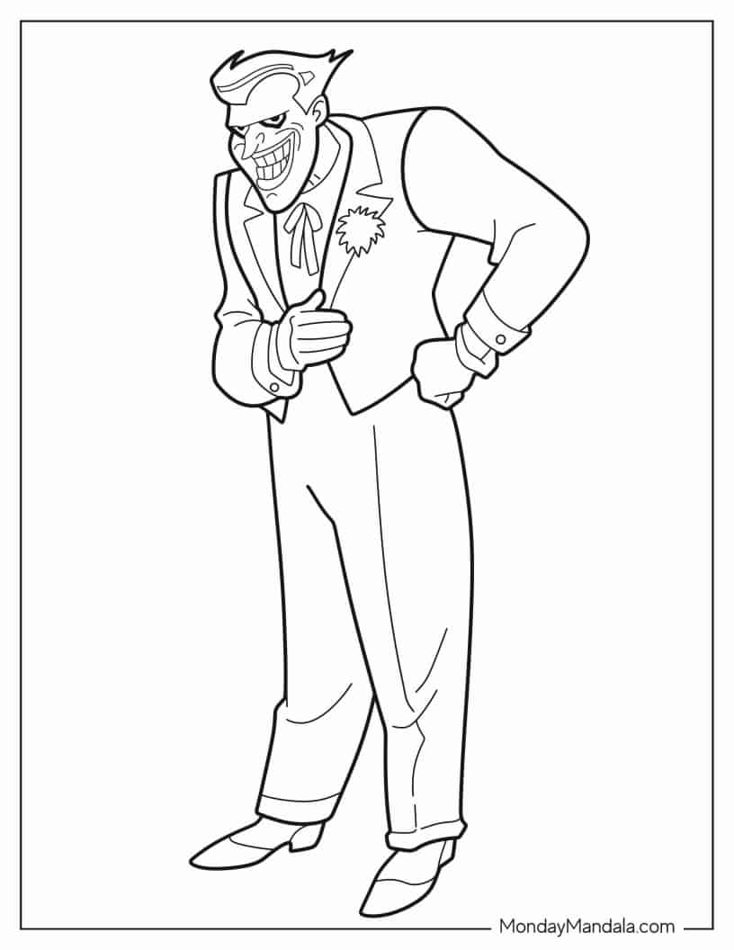 Simple Outline Of Joker Coloring In For Kids coloring page