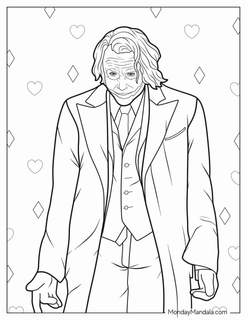 The Joker Sulking In Suit Coloring In coloring page
