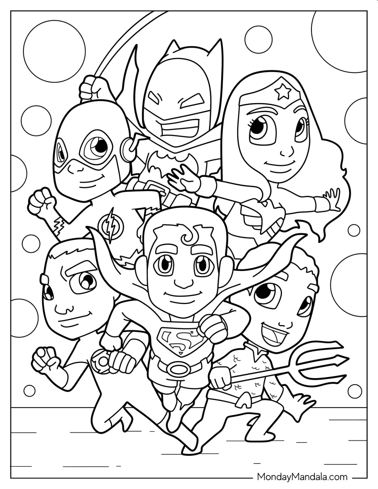 Cute Justice League Coloring Page Cartoon For Preschoolers coloring page