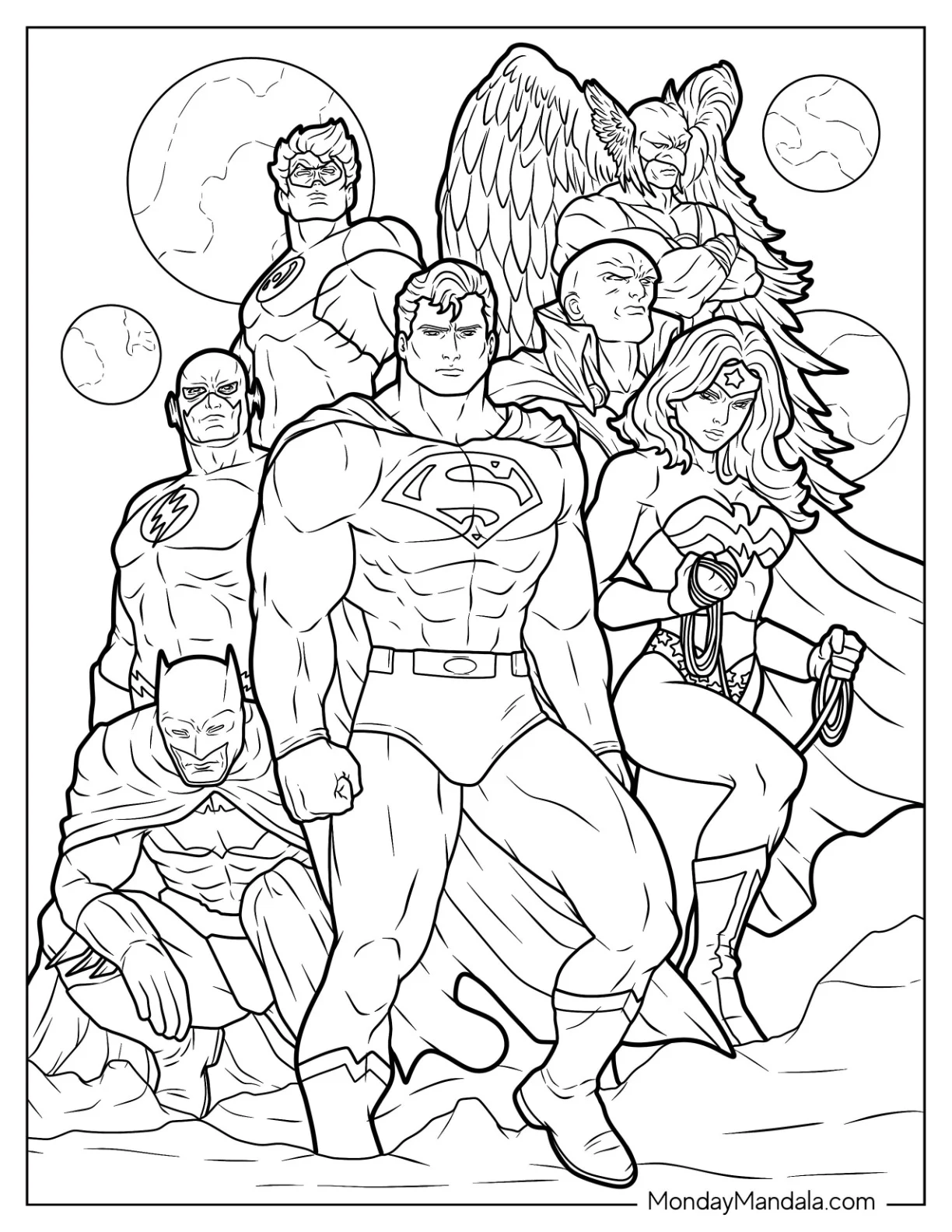 Justice League Coloring Page In Formation coloring page