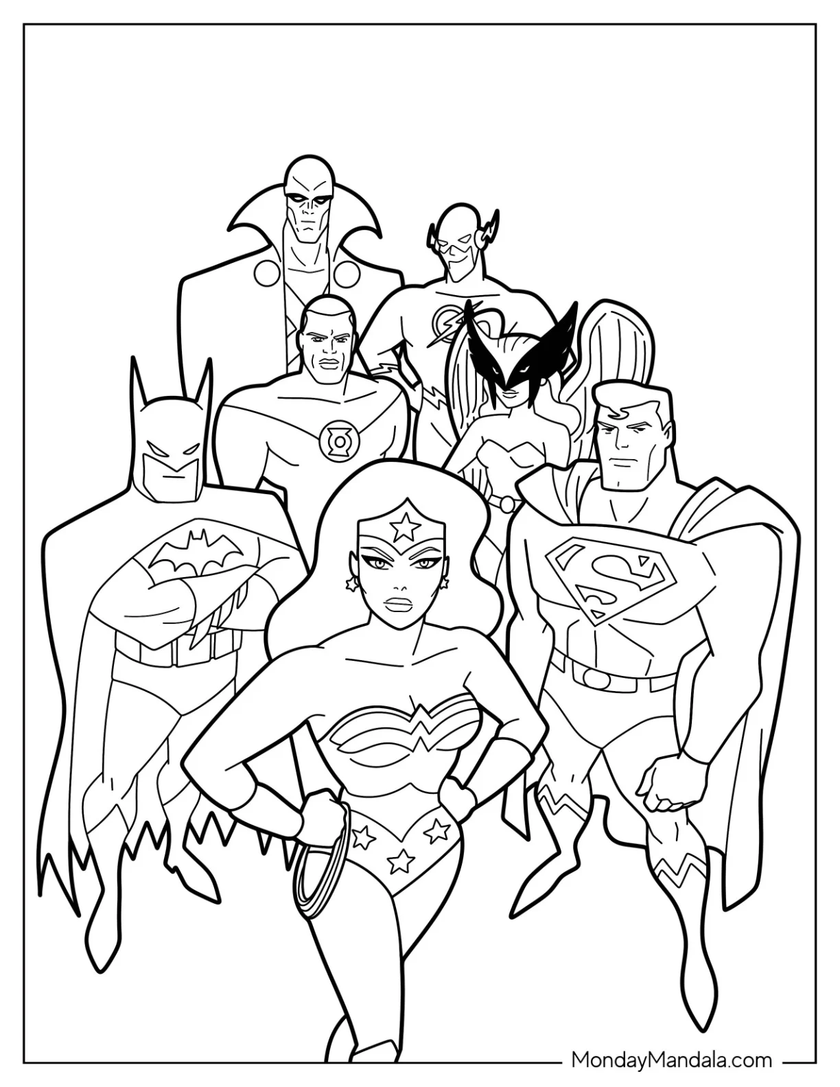 Justice League Coloring Page Of Cartoon Superheroes coloring page