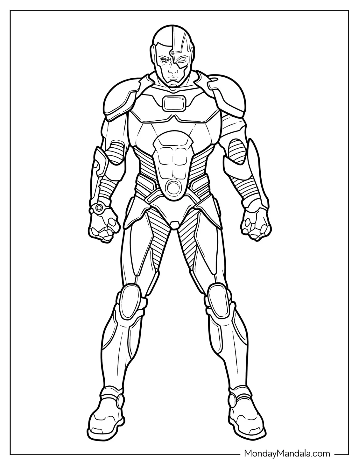 Justice League Coloring Page Of Detailed Cyborg Victor Stone coloring page — printable line art