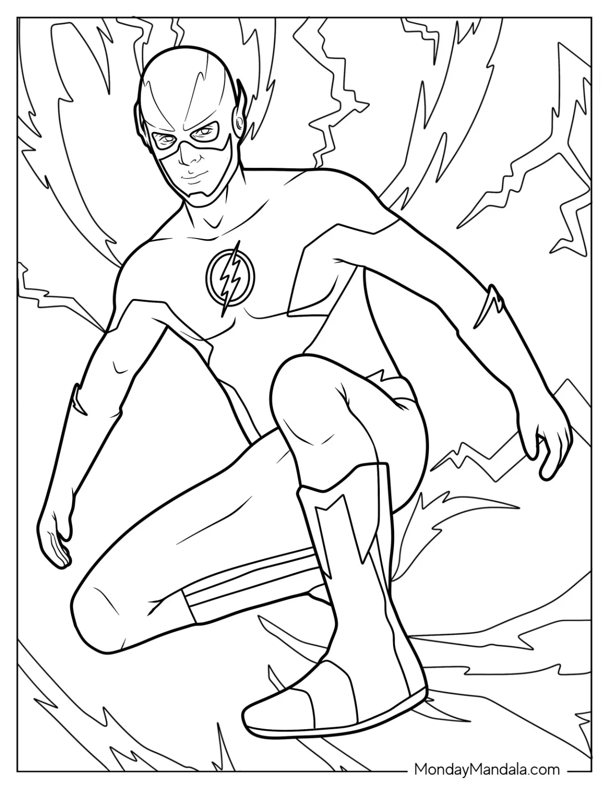 Justice League Coloring Page Of Easy Outline Of The Flash coloring page